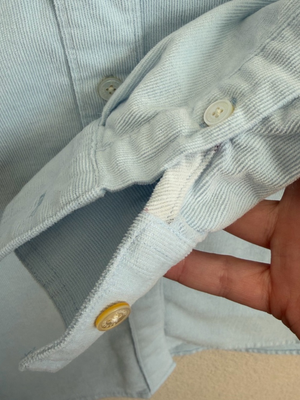 Tommy Bahama Coasta Corduroy Shirt Blue Women’s Size M Plaid Trim Cotton Stretch - Picture 8 of 10